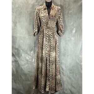INC INTERNATIONAL Women's Cynthia Snake Print 3/4 Roll-Tab Maxi Shirtdress SZ 00